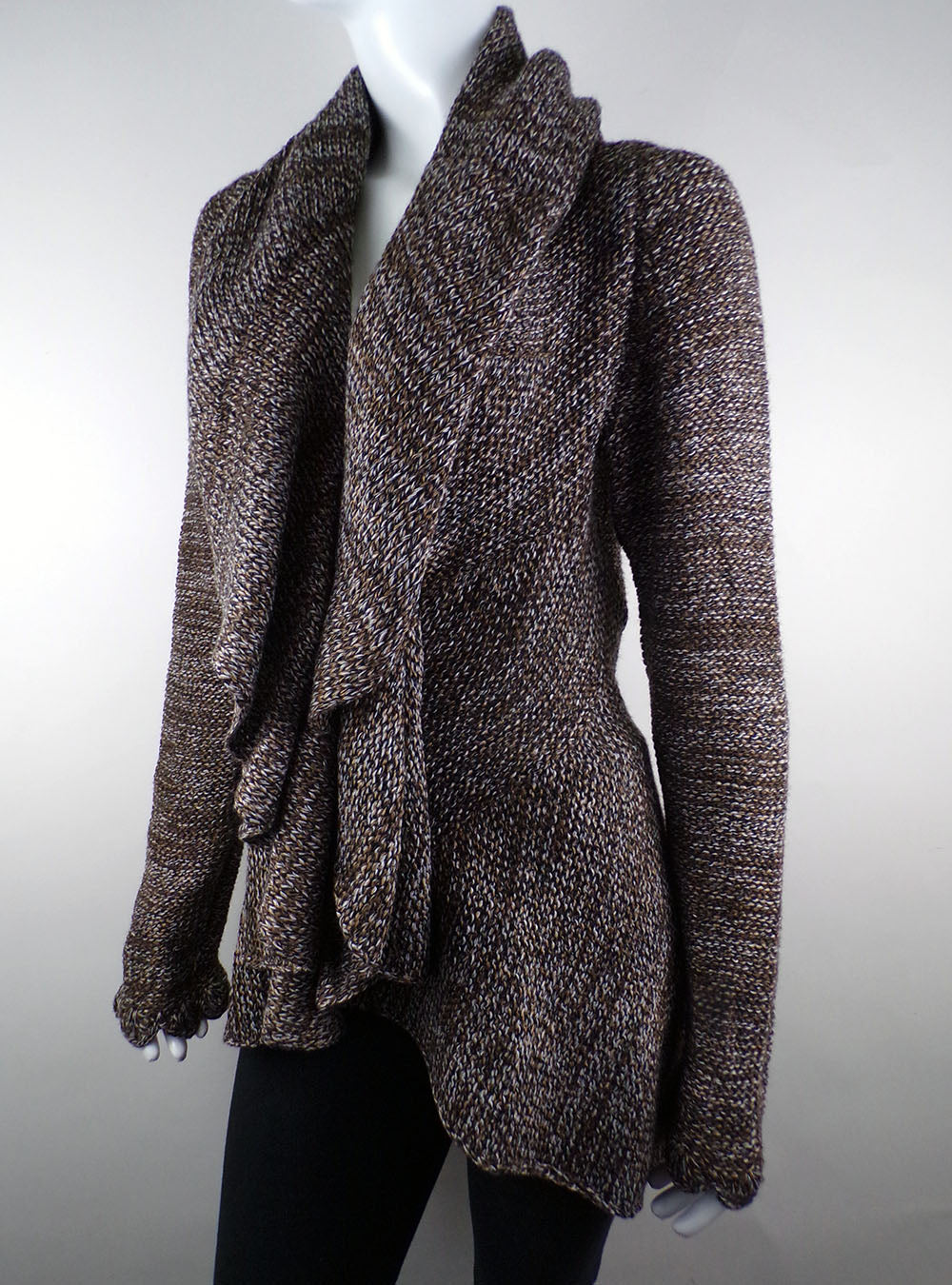 Unique Handmade Cardigan Natural Alpaca color Brown threads Alpaca Wool LINES DESIGN Hooded Coat Tailored Cardigan Jacket Knitted Sweater Open Hoodie