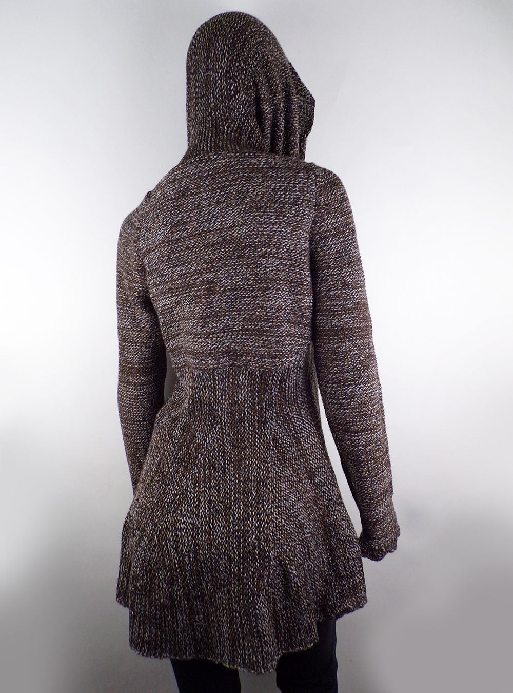 Unique Handmade Cardigan Natural Alpaca color Brown threads Alpaca Wool LINES DESIGN Hooded Coat Tailored Cardigan Jacket Knitted Sweater Open Hoodie