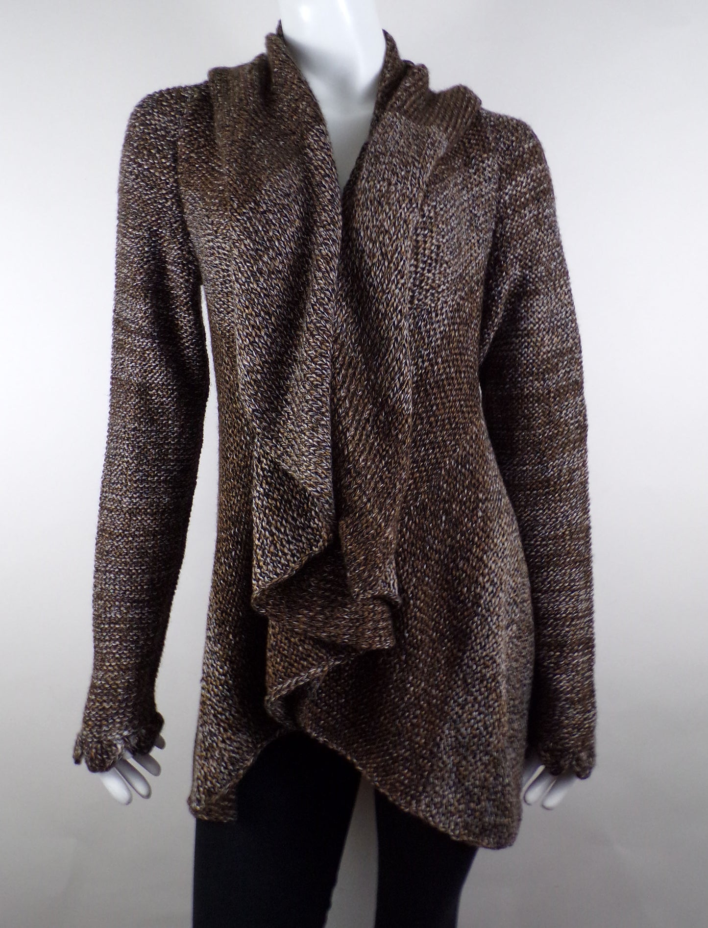 Unique Handmade Cardigan Natural Alpaca color Brown threads Alpaca Wool LINES DESIGN Hooded Coat Tailored Cardigan Jacket Knitted Sweater Open Hoodie