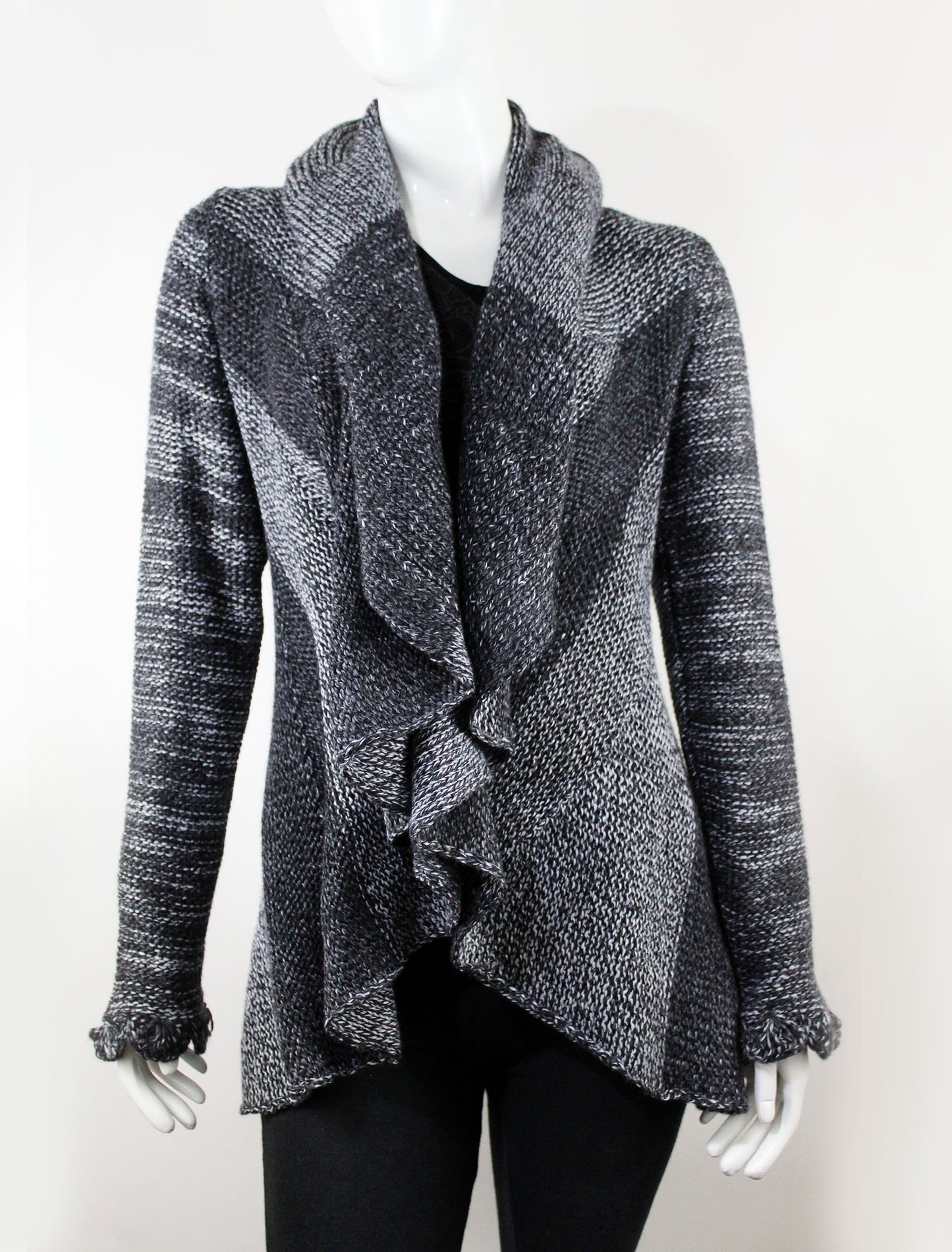 Unique Handmade Cardigan Natural Alpaca color Black Gray and white threads alpaca Wool SQUARES DESIGN Hooded Coat Tailored Cardigan Knitted Open Hoodie