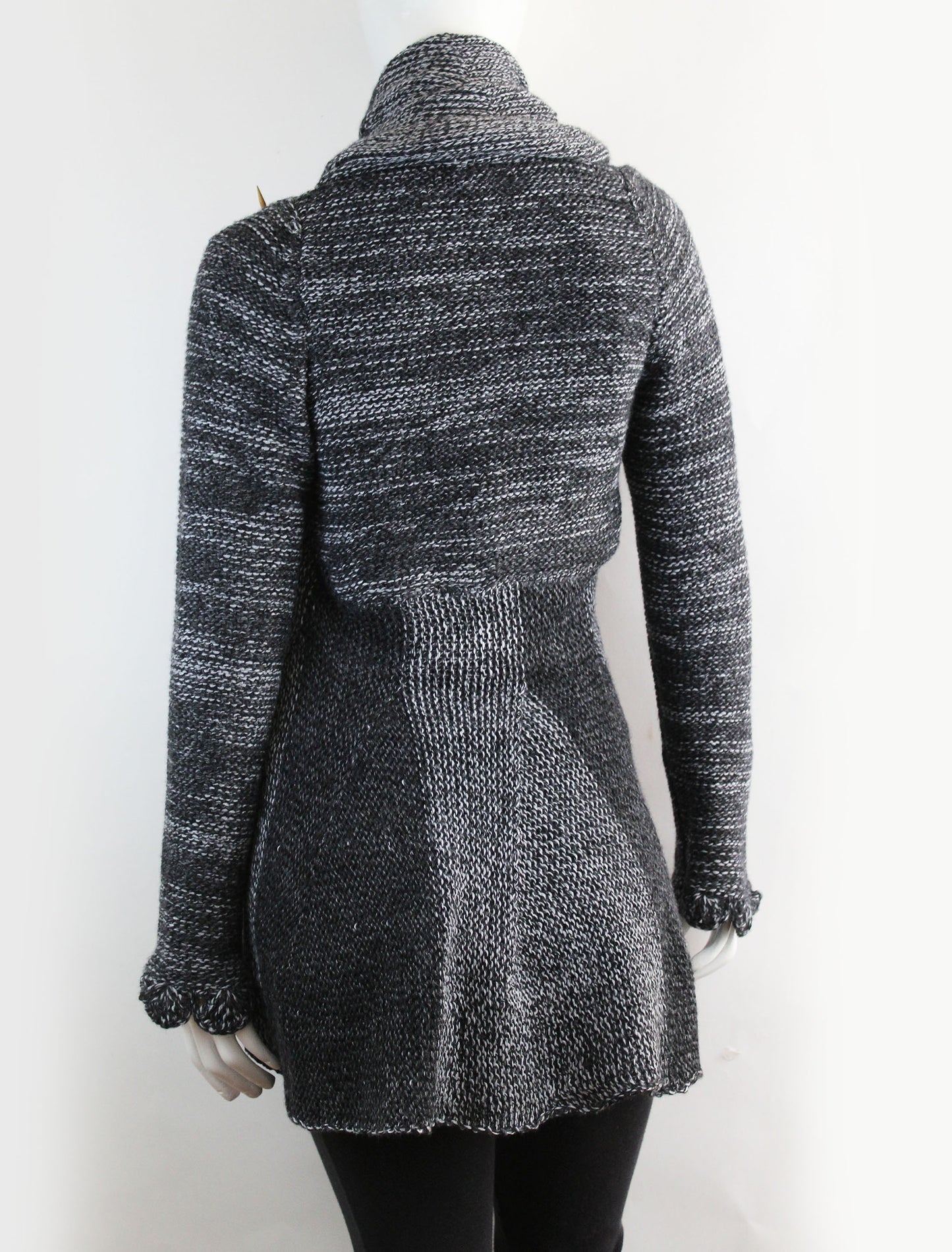 Unique Handmade Cardigan Natural Alpaca color Black Gray and white threads alpaca Wool SQUARES DESIGN Hooded Coat Tailored Cardigan Knitted Open Hoodie