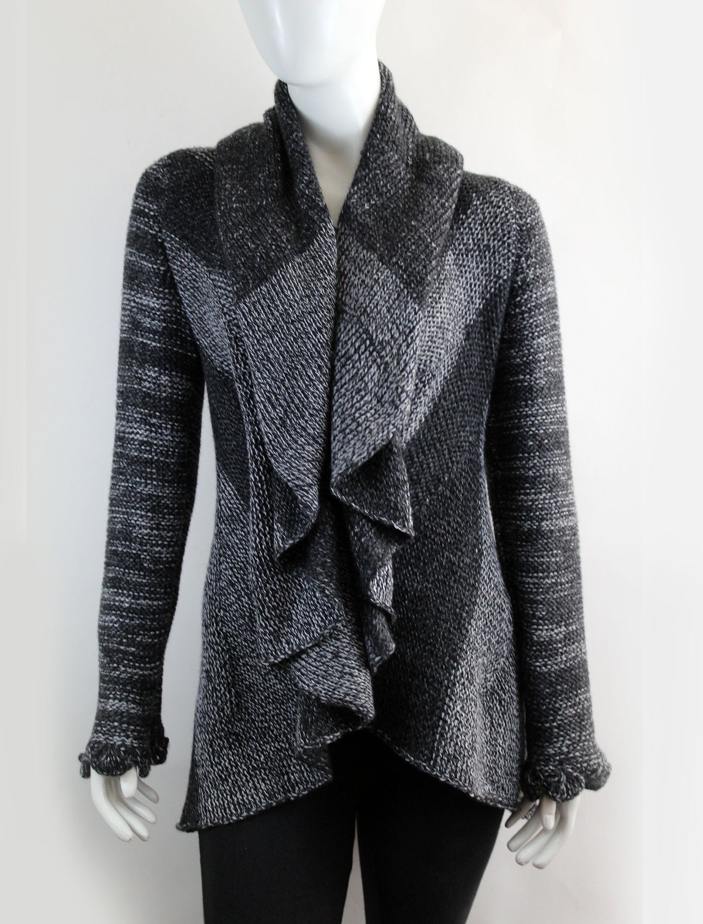 Unique Handmade Cardigan Natural Alpaca color Black Gray and white threads alpaca Wool SQUARES DESIGN Hooded Coat Tailored Cardigan Knitted Open Hoodie