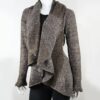 Hand Knit Alpaca Wool Cardigan: Brown Tones, Open Sweater, Wooden Brooch