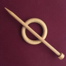 Handmade Oak Wooden Brooch Pin: Shawl, Scarf, Sweater Clip