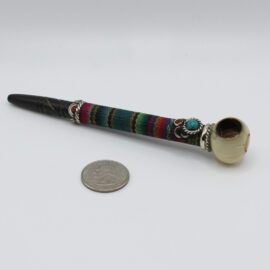 Handmade tobacco pipe hand carved with a tahua seed
