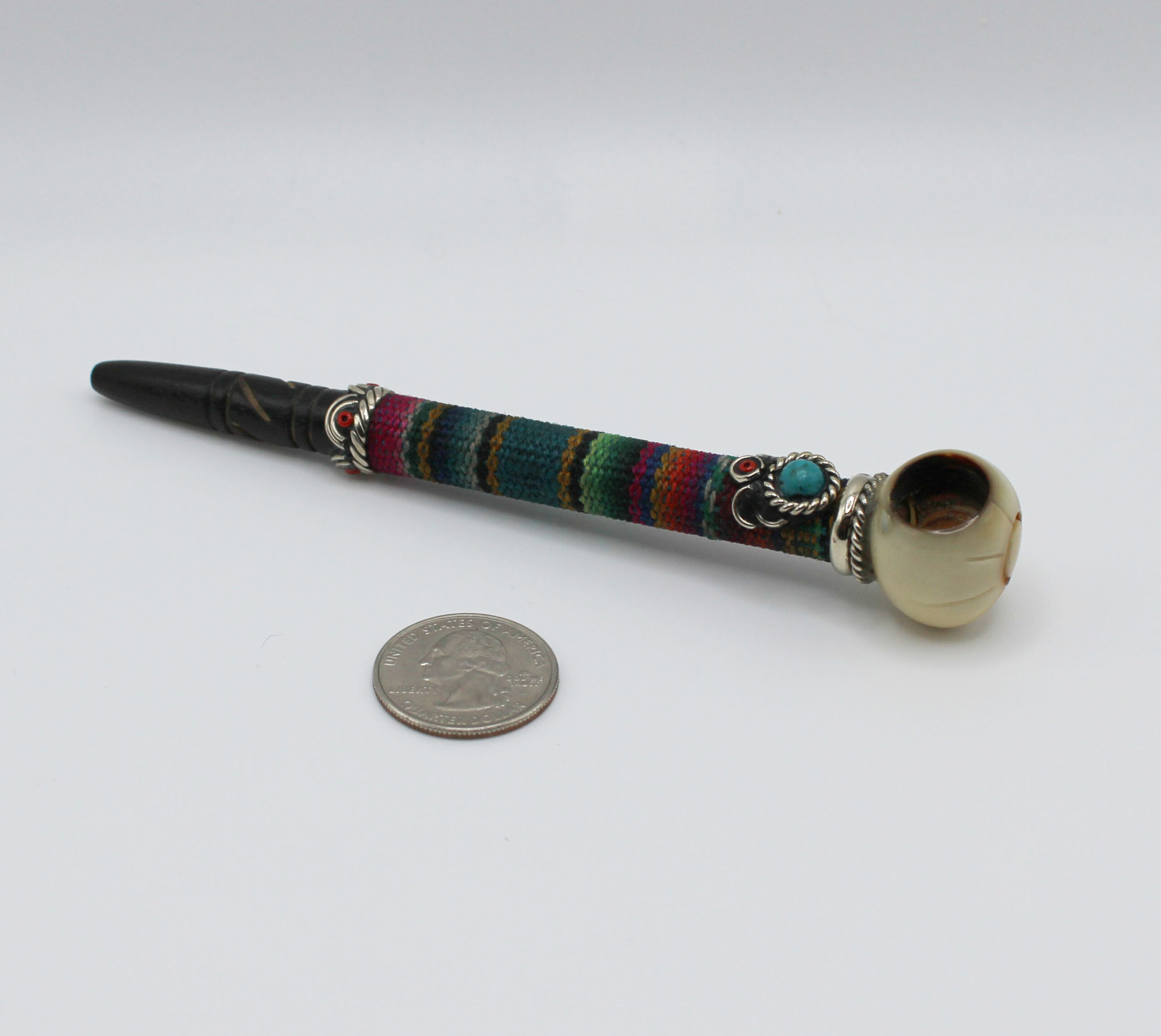 Handmade tobacco pipe hand carved with a tahua seed - Image 2