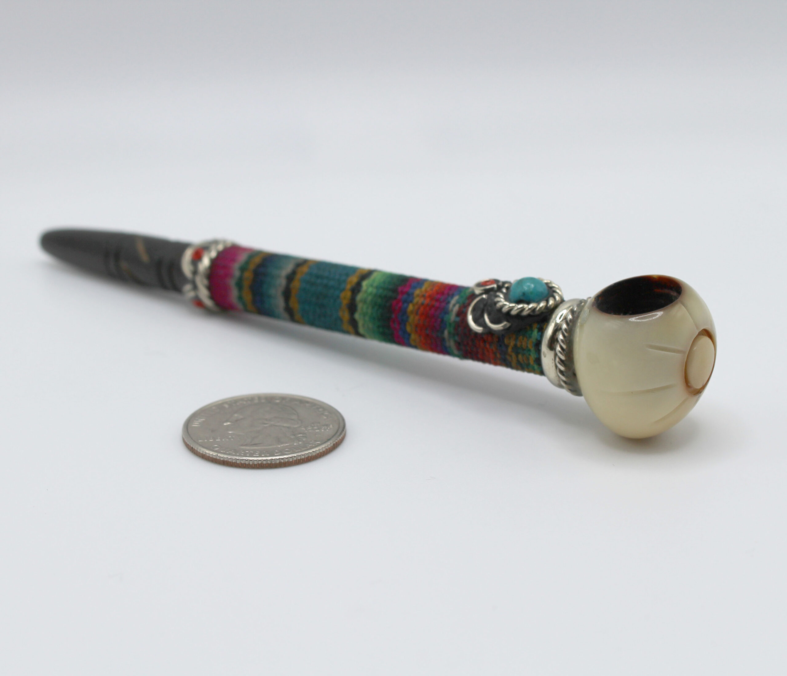 Handmade tobacco pipe hand carved with a tahua seed - Image 5